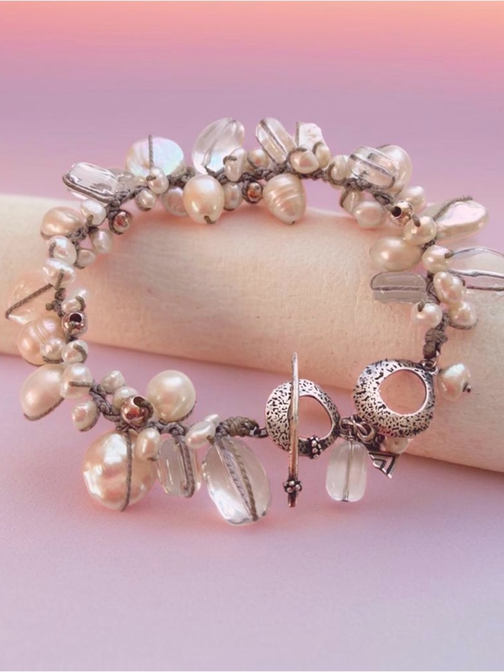 Silpada Pearls Quartz and Glass Bracelet. B2180 7” inch